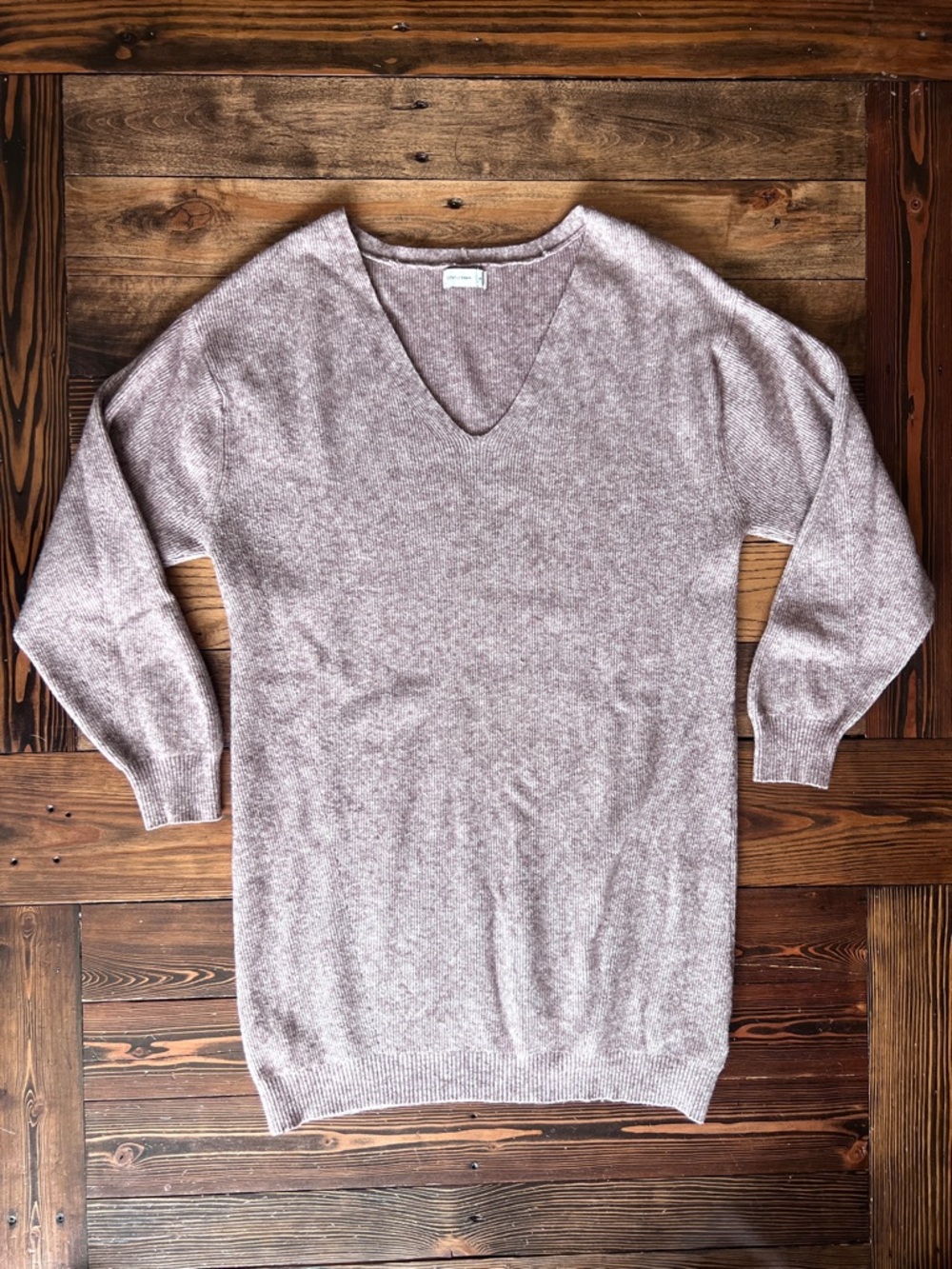 GENTLE FAWN • Oslo knit sweater dress Heathered Fig v-neck oversized cabincore